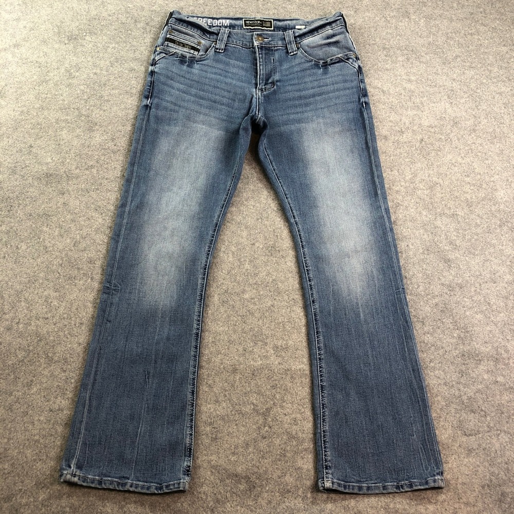 Howitzer Freedom Mens Jeans 34 Slim Bootcut Blue Medium Wash Stretch Mid Rise